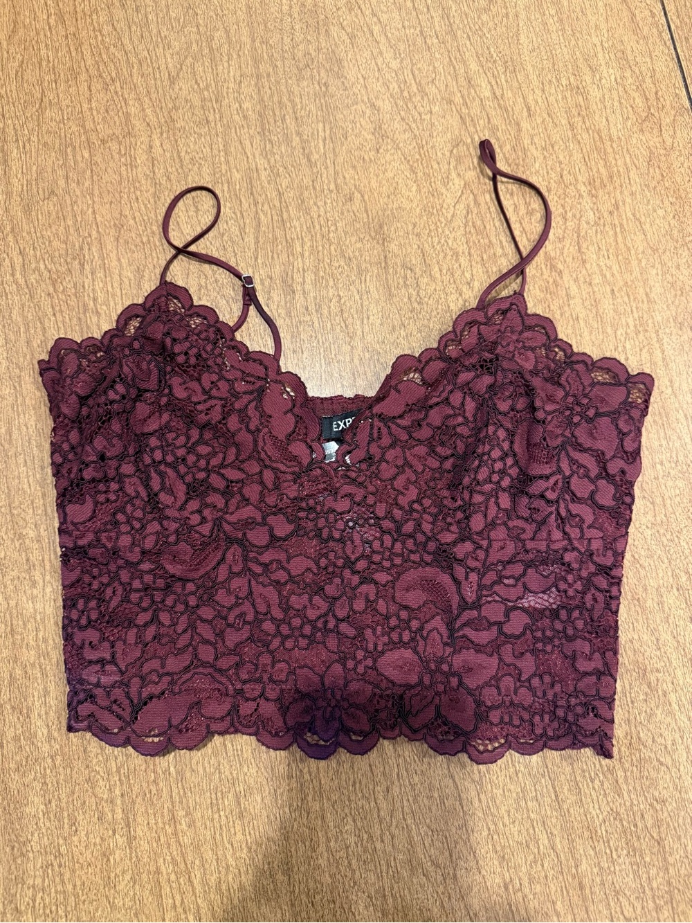 Express Floral Lace Bralette Bra Women's Small Burgundy Cottagecore Feminine New